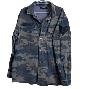Elwood Men’s Camouflage Shirt Large Button Front Army Greens Outdoor‎ military